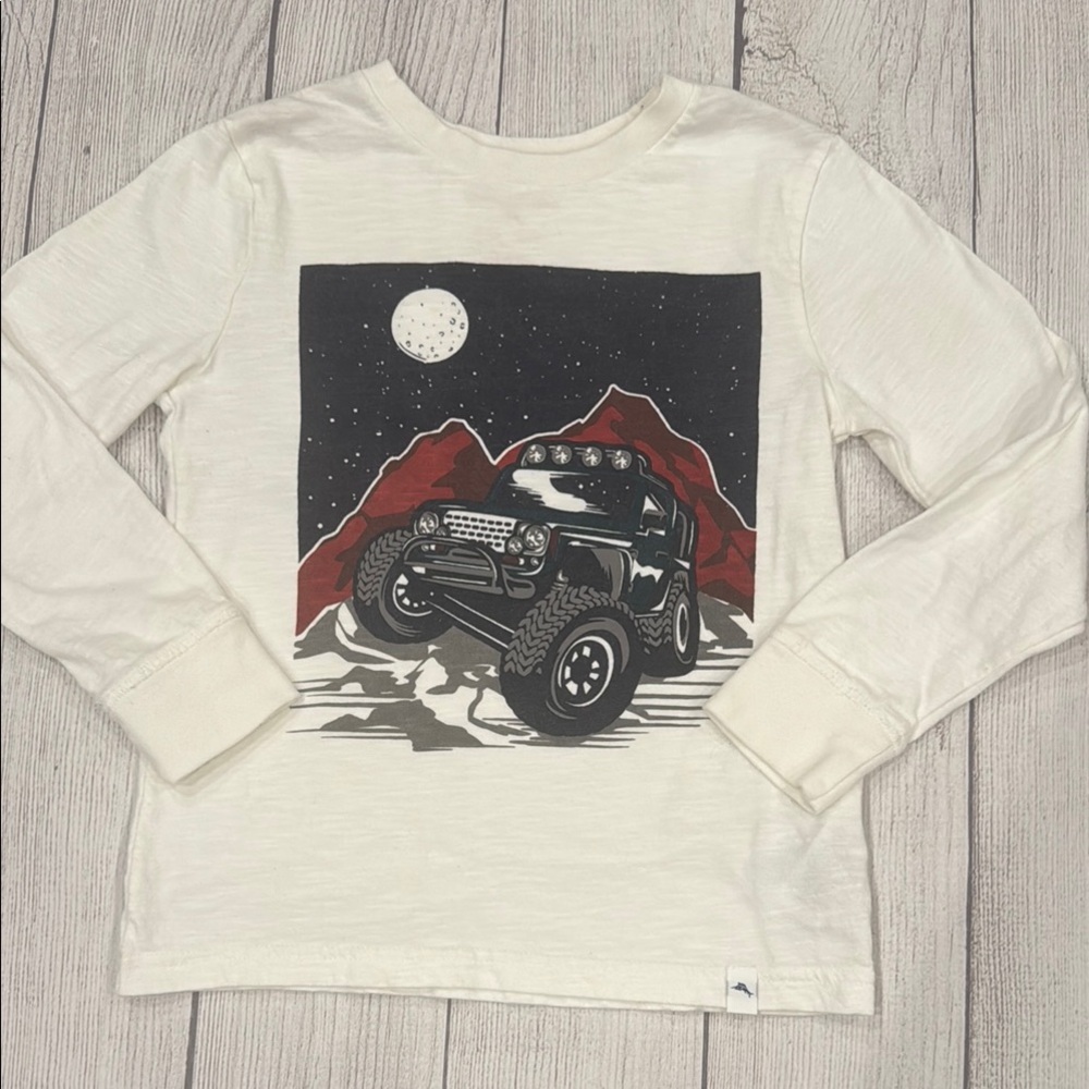 Tommy Bahama Boys White Long Sleeve Shirt with Jeep Print